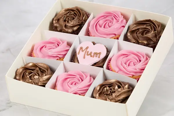 Personalised Chocolate and Strawberry Rose Design Cupcakes