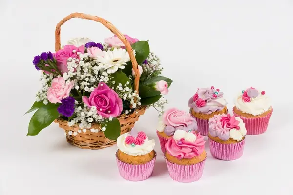 Rose Basket and Boutique Cupcakes