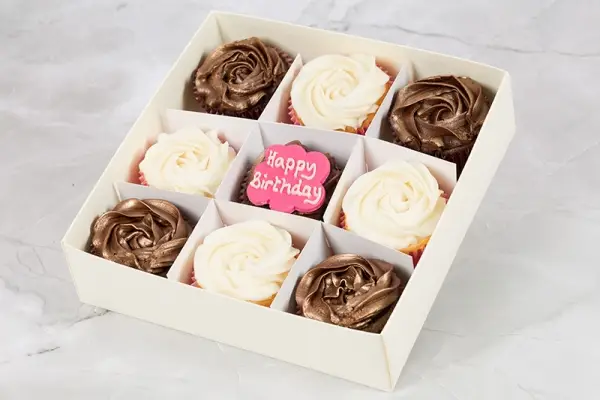 Personalised Chocolate and Vanilla Rose Design Cupcakes